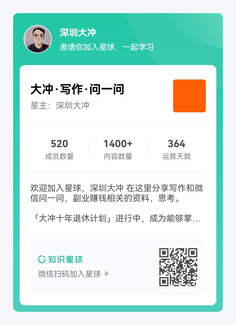 阳光的周一早上好,感谢朋友们的陪伴,大冲星球以前默默无闻,近来爆发式发展,这是我没想到的。 近来首页提供的信息鱼龙混杂,-大冲十年退休
